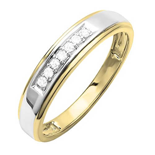 Dazzlingrock Collection 0.12 Carat (ctw) Round White Diamond Seven Stone Men's Wedding Band in 18K Yellow Gold Plated Sterling Silver Size 10
