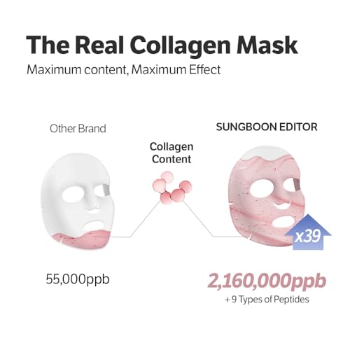SUNGBOON EDITOR Deep Collagen Overnight Mask Hydrating Mask for Glass Skin, Wrinkle Care, Firming & Pore Refining 2,160,000PPB Collagen + 9 Peptides Korean Skincare, 4ea, Gifts for Women