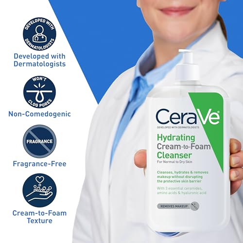 CeraVe Hydrating Cream To Foam Cleanser, Face Wash for Dry Skin, 19oz