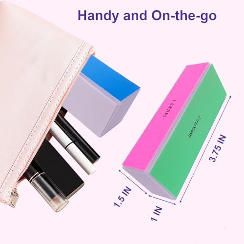 4 Way Nail Buffer Block (4 Pcs), Nail Shine Buffers Blocks Files for Natural and Acrylic Nails Smoother Buffing Block Polisher Fingernail File Buffer 120/240/600/3000 Grit for Buffing Shinning
