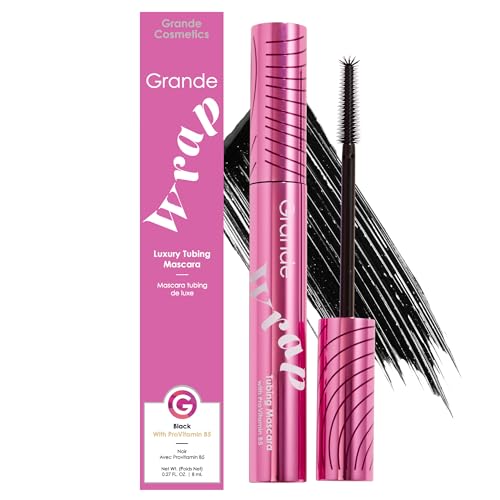 Grande Cosmetics GrandeWRAP Tubing Mascara, Black, Smudge-Proof Wear