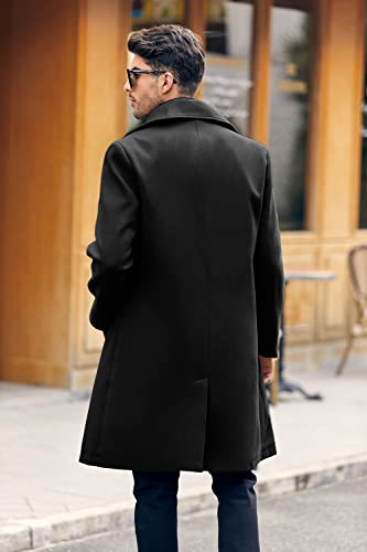 Makkrom Mens Double Breasted Trench Coat Casual Lapel Collar Business Winter Long Overcoats