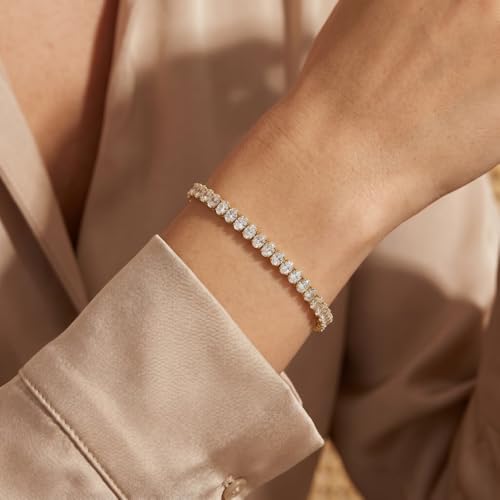 P3 POMPEII3 Pompeii 10Ct Oval Cut Diamond Tennis Bracelet 7" 14k Yellow Gold Lab Grown - Size Medium (EF,VS)