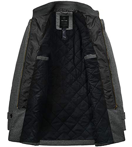 wantdo Men's Casual Coat Cold Weather Wool Jacket Overcoat Thick Grey Medium