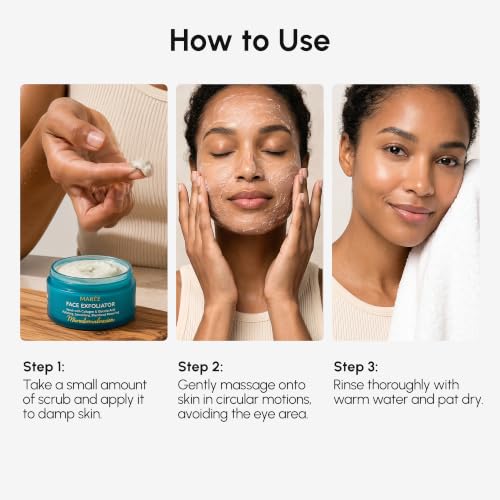 MAREE Face Exfoliator – Microdermabrasion Facial Scrub & Exfoliating Face Wash for Women – Collagen & Glycolic Acid – Gentle Scrub and Exfoliant – Men Exfoliating Scrubber – Exfoliante Facial Cleanser