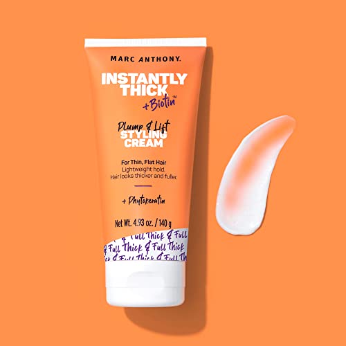 Marc Anthony Styling Hair Cream, Instantly Thickening Biotin & Vitamin E Hair Cream, Lightweight Hold for Thicker & Fuller Volumizing Product for Thin, Flat Hair