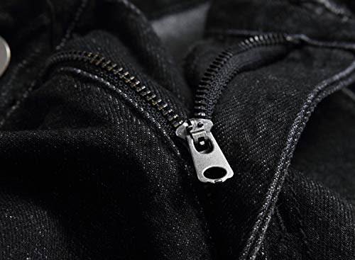 QIMYUM Mens Ripped Jeans, Distressed Destroyed Slim Fit Straight Leg Denim Pants (32, Black702)