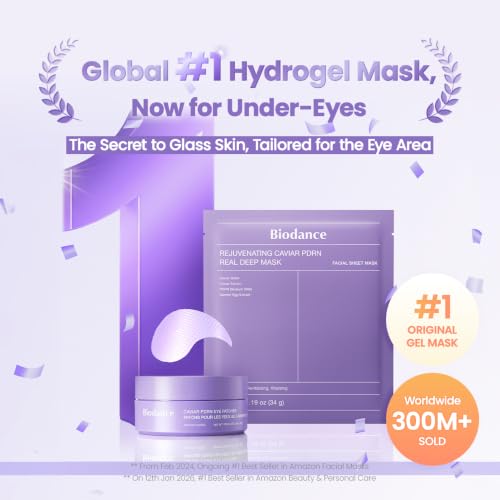 BIODANCE Caviar PDRN Eye Patches, Nourishing Under Eye Patches for Dark Circles, Depuffing Eye Mask for Puffy & Tired Eyes, Travel Essentials & Self Care Gifts for Women, Korean Skin Care (60 Count)