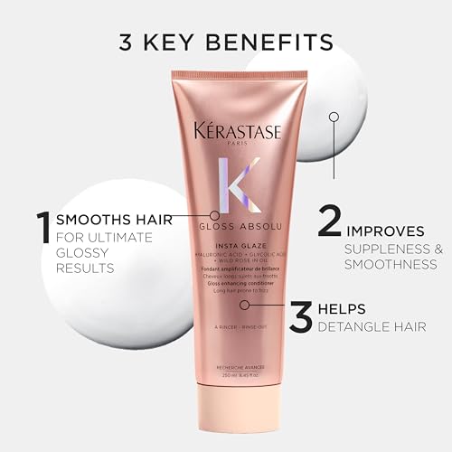 Kerastase Gloss Absolu High-Shine Anti-Frizz Conditioner - Deeply Hydrates & Detangles, Instantly Softens, For Glossy & Bouncy Hair, 8.45 Fl Oz