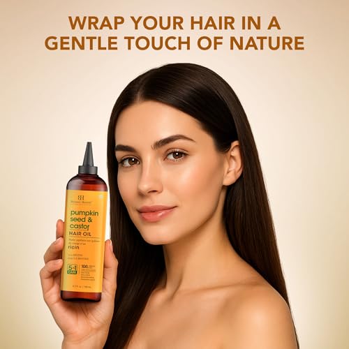 Botanic Hearth Castor Oil for Hair Growth with Pumpkin Seed Oil, Hair Growth Oils for Thinning Hair, Dry Damaged Hair & Scalp Treatment, Strengthens & Nourishes Hair, 6.7 fl oz