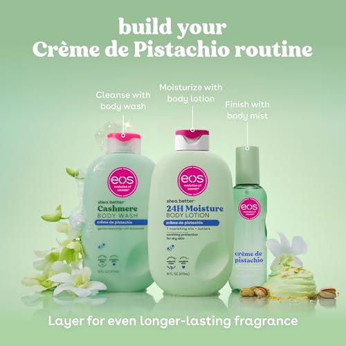 eos Shea Better Body Lotion- Crème de Pistachio, 24-Hour Moisture Skin Care, Lightweight & Non-Greasy, Made with Natural Shea, Vegan, 16 fl oz