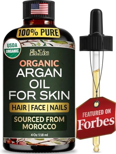 Organic Argan Oil for Hair, Face & Skin, 100% Pure USDA Certified 4 Oz