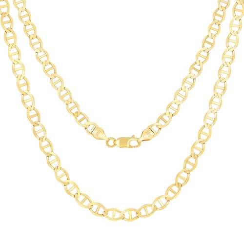 Nuragold 14K Real Yellow Gold 5mm Mariner Chain Solid Anchor Mens Necklace - 22"