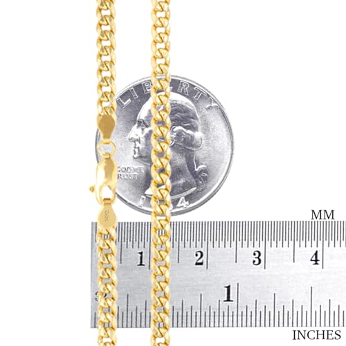 Nuragold 14k Real Yellow Gold Miami Cuban Link 4mm Solid Chain Necklace - 28"