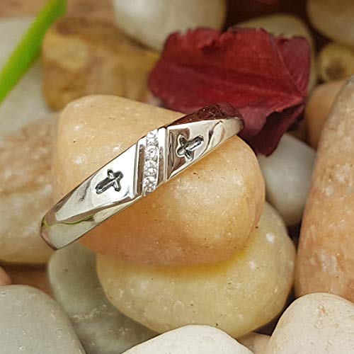 Dazzlingrock Collection 0.04 Carat (Cttw) 10K Round White Diamond Men's Anniversary Cross Band, Solid White Gold, Size 11