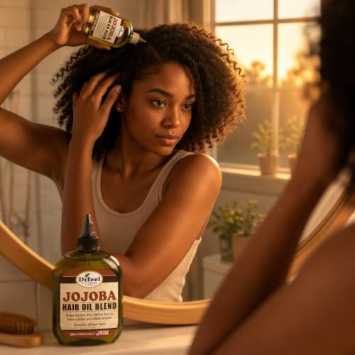 Difeel Jojoba Oil Hair Oil Blend - Travel Size 2.5 oz. - Lightweight Hair & Scalp Moisturizing Oil for Dry, Damaged & Frizzy Hair, Adds Shine & Softness
