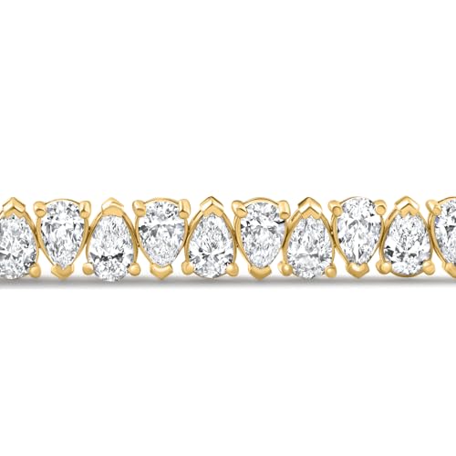 P3 POMPEII3 Pompeii 10Ct Pear Shape Diamond Tennis Bracelet Wide 14k Yellow Gold Lab Grown (F,VS1)