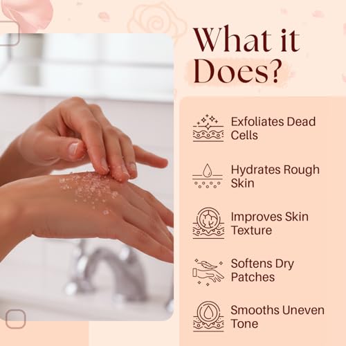 Himalayan Salt Body Scrub, Collagen & Rose Oil for Skin Cleansing, 12 fl oz