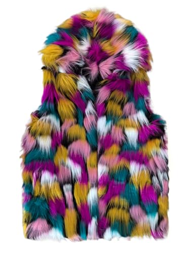 Idopy Men`s Luxury Faux Fur Hoodie Coats Sleeveless Jacket Vest With Hood Blue Red XL
