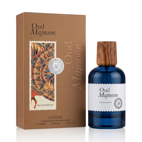 A CENTER Oud Majnoon Men's Cologne 3.4 Fl Oz | Luxury Eau de Parfum 100ml | Long Lasting Saffron, Tuberose & Oud Fragrance | Bold Oriental Daily Use Perfume Gift for Him