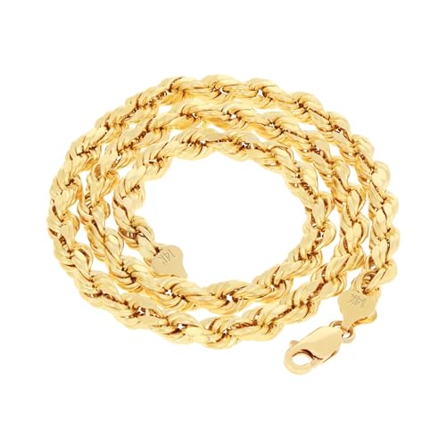 Nuragold 14k Real Yellow Gold Rope Chain Diamond Cut Mens Bracelet - 8mm - 8"