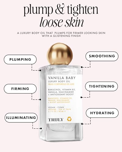 Truly Beauty Vanilla Baby Luxury Body Oil | Hydrating Shimmer Oil for Glow