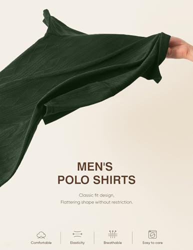 JMIERR Polo Shirts for Men Classic Fit Short Sleeve Loose Casual Soft Button Old Money Textured Cable Knit Shirt Quiet Luxury Clothes, XL, Green