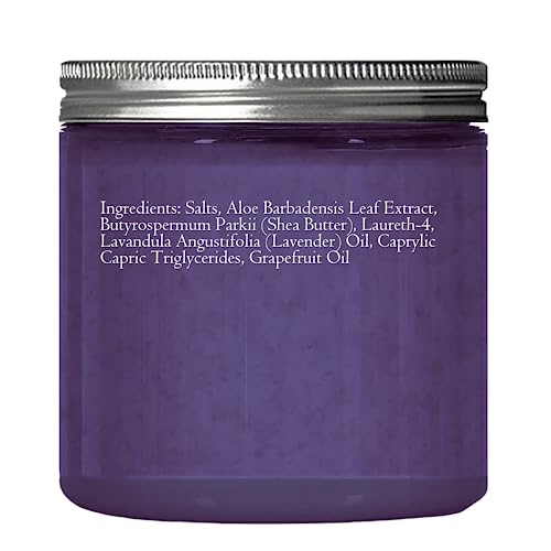 Lavender Salt Scrub 10 oz – Natural Exfoliating Body Scrub with Dead Sea & Sea Salt, Moisturizing Oils for Smooth, Soft, Radiant Skin, Spa-Quality, Paraben-Free