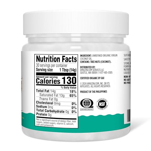 Amazon Grocery, Organic Virgin Coconut Oil, 15 Fl Oz