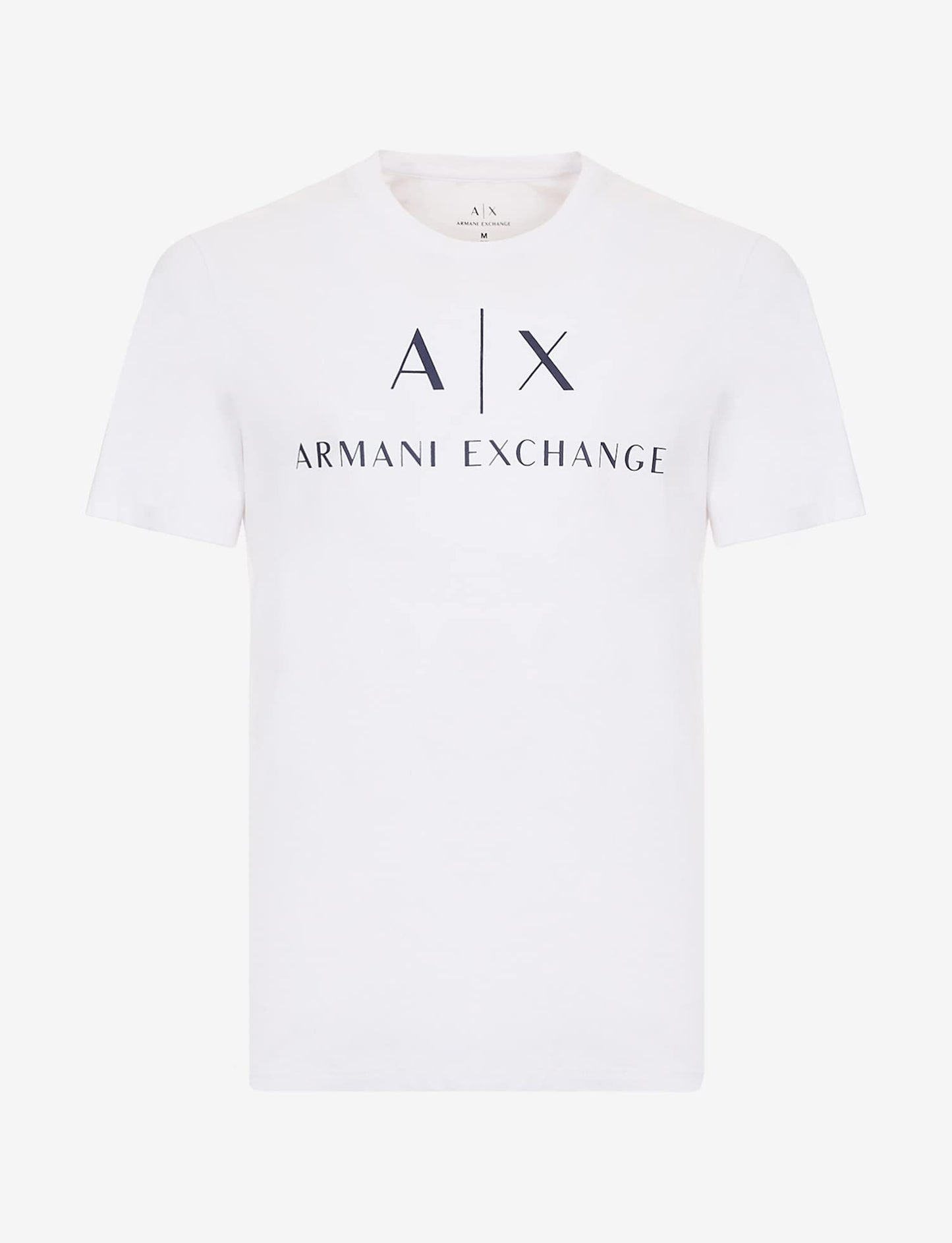A|X ARMANI EXCHANGE mens Crew Neck Logo Tee T Shirt, White, Medium US