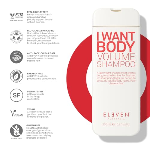 ELEVEN AUSTRALIA I Want Body Volume Shampoo, Sulfate Free - 10.1 Fl Oz