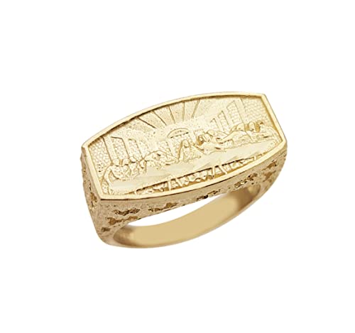AMZ Jewelry 10K Yellow Gold Last Supper Ring For Men Solid Gold Ring Size 7