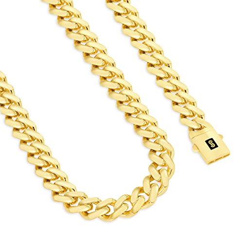 Nuragold 10k Real Yellow Gold Monaco 20mm Miami Cuban Chain Mens Necklace - 24"