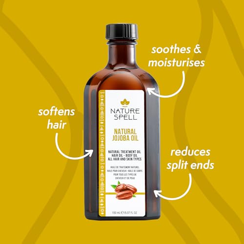 Nature Spell Jojoba Oil for Hair Growth, Supports Damage Strands, 5.07Fl Oz