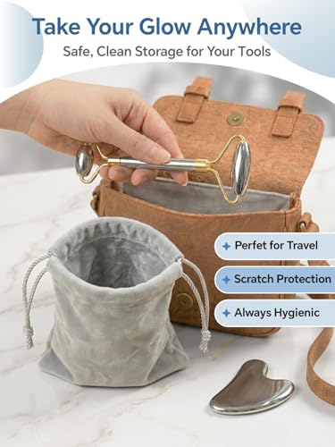 Stainless Steel Face Roller & Gua Sha Facial Tools, Face Massager for Self Care, Roller for face, Jawline Sculpting and Puffiness Reducing