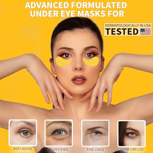 Qyiywim Under Eye Patches 70PCS, 24K Gold Eye Patches for Puffy Eyes Treatment, Under Eye Masks for Dark Circles and Puffiness, Non-Irritating Eye Mask Skincare, Eyes Bags Treatment, Eye Gel Pads