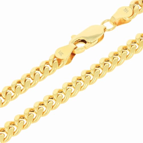 Nuragold 14k Real Yellow Gold Miami Cuban Link 4.5mm Chain Italian Bracelet - 8.5"