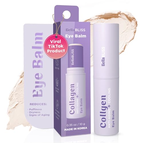 Bella Bliss Collagen Eye Balm Stick for Dark Circles, Puffiness & Wrinkles – Cooling Under Eye Cream with Collagen, Anti-Aging & Hydrating Formula – Made in Korea - 0.35 oz / 10 g - Pack of 1