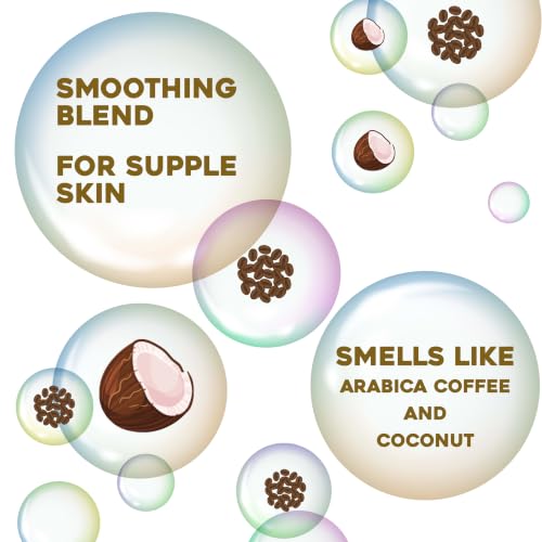 OGX Smoothing + Coconut Coffee Exfoliating Daily Body Scrub with Arabica Coffee & Coconut Oil, Hydrating & Moisturizing Body Wash for Dry Skin, Paraben-Free with Sulfate-Free Surfactants, 19.5 Fl Oz