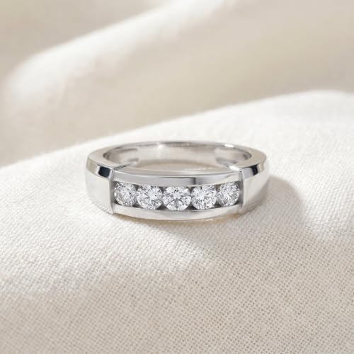 Pompeii Mens 1/2ct 14K White Gold Round Diamond Wedding Ring - Size 9