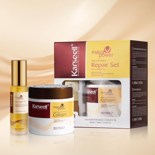 Karseell Collagen Hair Mask & Argan Oil Set for Dry Damaged Hair