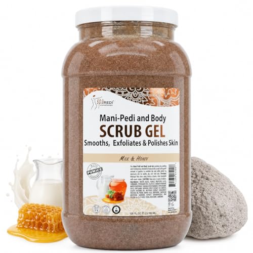 SPA REDI Pumice Callus Scrub Gel – Dual-Action Exfoliant for Rough & Dry Feet | Hyaluronic Acid, Amino Acids, Panthenol & Comfrey Extract | Cruelty-Free | Professional Salon & Home Use | 128 oz