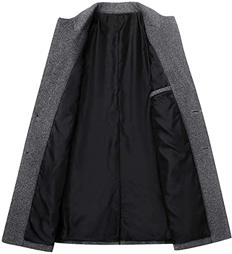 chouyatou Men's Mid-Length Single Breasted Wool Blend Top Coat (Medium, Light Grey)