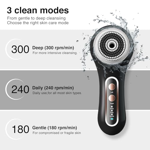 UMICKOO Rechargeable Rotating Face Scrubber with 5 Brush Heads Set