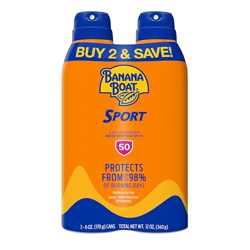 Banana Boat Sport SPF 50 Sunscreen Spray, 6 oz (2 Pack)