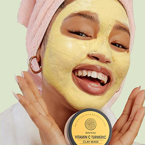 SHVYOG 4Pcs Face Mask Set - Turmeric Clay Mask, Vitamin C, Green Tea, Rose, Dead Sea Mud Mask, Skin Care Mask for Deep Cleansing, Refining Pores, Valentine's Day Gifts for Women- 240g
