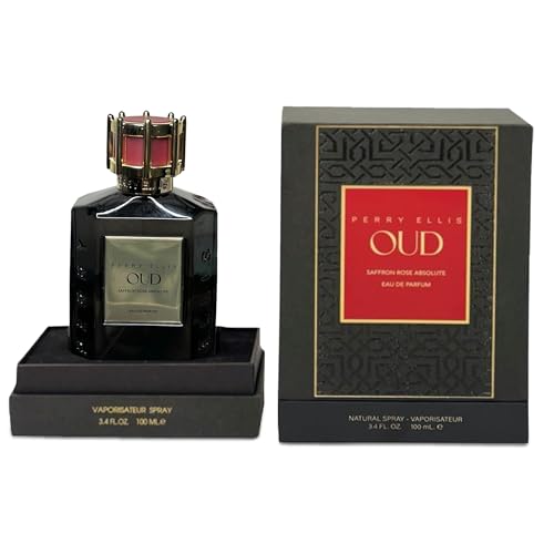 Perry Ellis OUD Saffron Rose Eau De Parfum Spray, Long Lasting, 3.4 Fl Oz