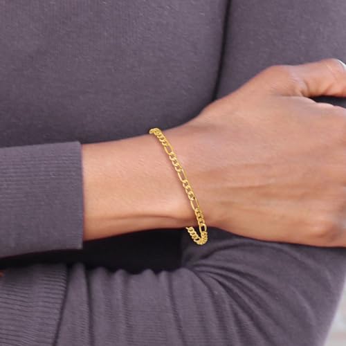 IceCarats 14K Yellow Gold 3.5mm Figaro Chain Link Bracelet, 7 inch