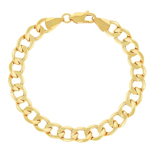 Nuragold 10K Real Yellow Gold Cuban Curb Link Chain Bracelet (2.5mm-7.5mm) - 8",3.5mm