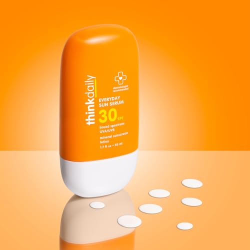 Thinkdaily Everyday Sun Serum SPF 30, Mineral Sunscreen for Face, 1.7 Fl Oz